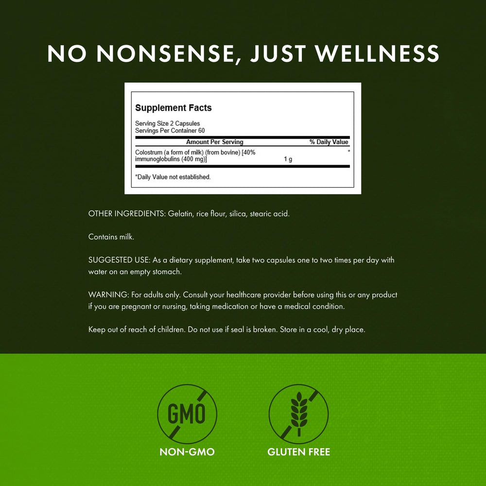 Swanson High Ig Colostrum label showing the 500 mg dosage.