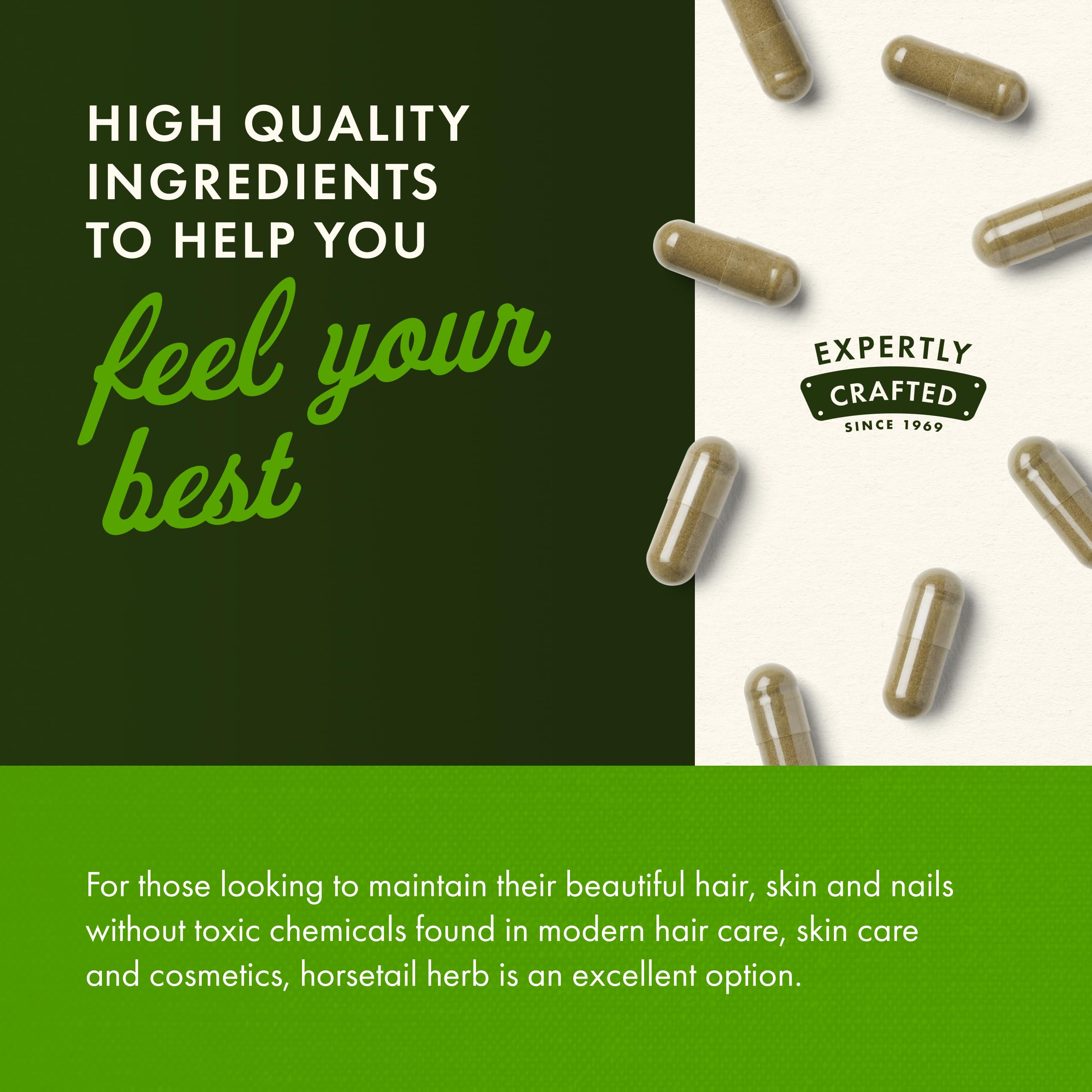 Swanson Horsetail ingredient list featuring horsetail grass per capsule