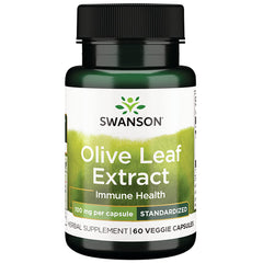 Swanson Olive Leaf Extract bottle front shows 100 mg dosage for daily support