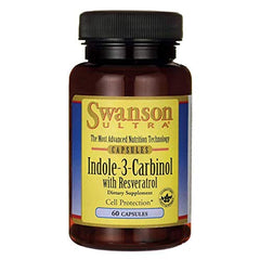 Swanson Indole-3-Carbinol with Resveratrol packaging showcases a 3-pack option.