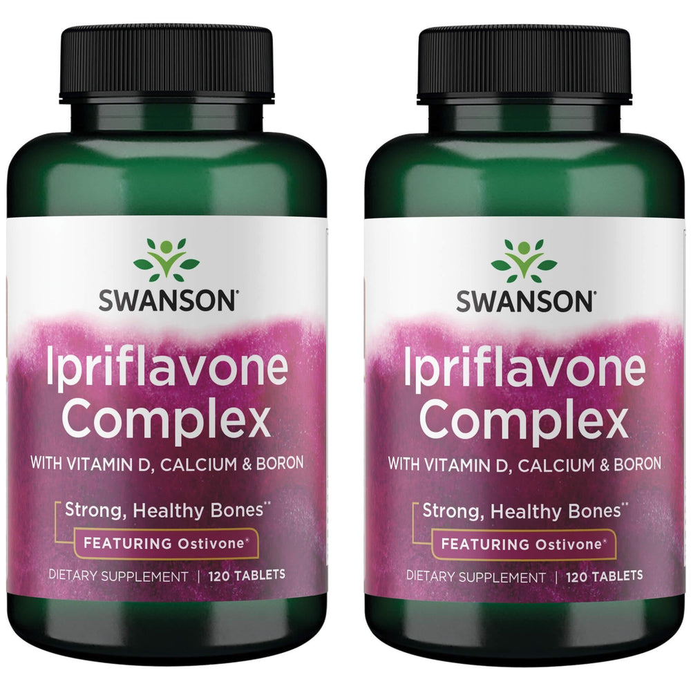 Swanson Ipriflavone Complex Ostivone bottle close-up; supports bone strength.