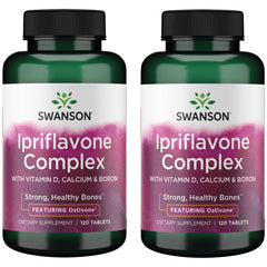 Swanson Ipriflavone Complex Ostivone bottle close-up; supports bone strength.