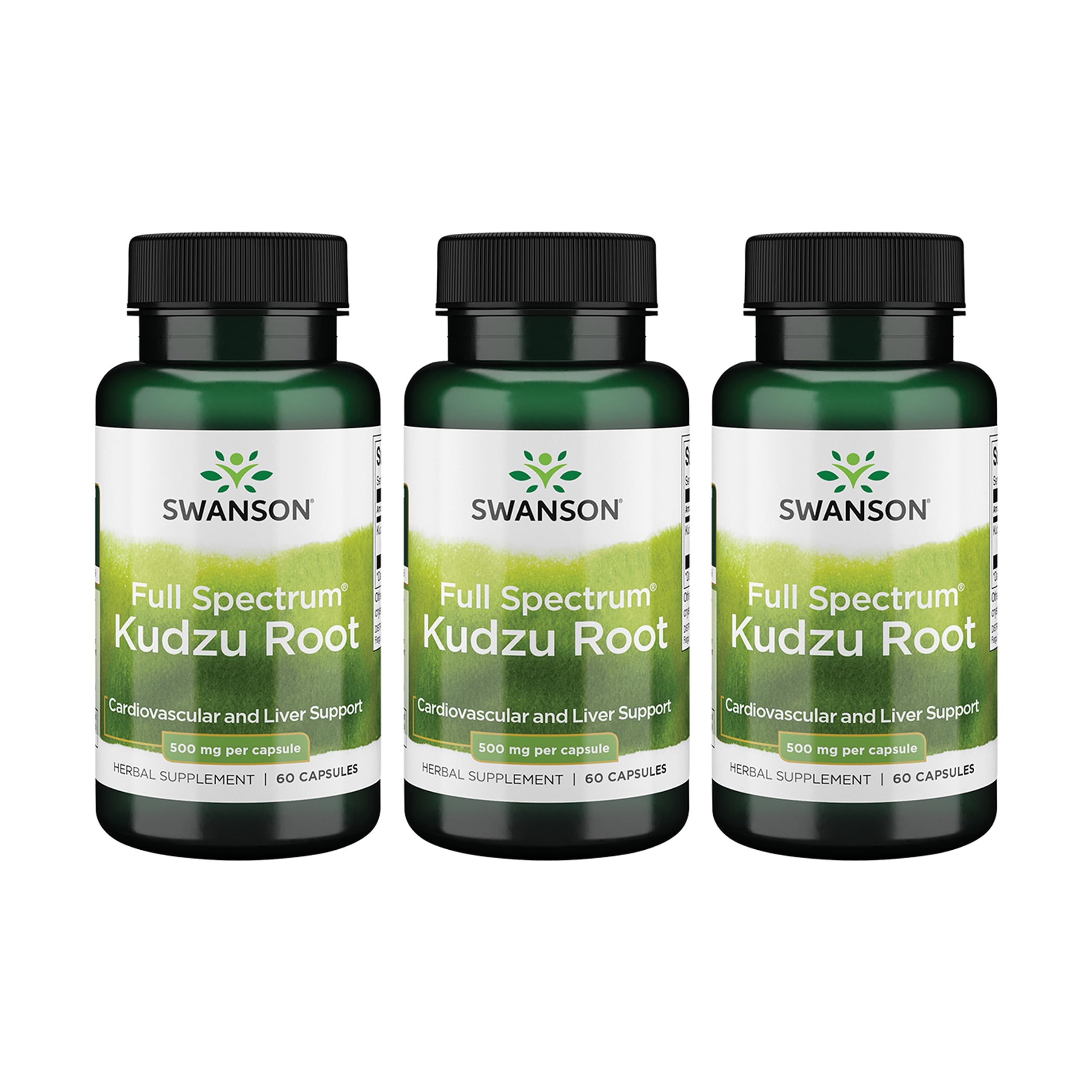 Swanson Kudzu Full Spectrum bottle with capsules for heart and liver support