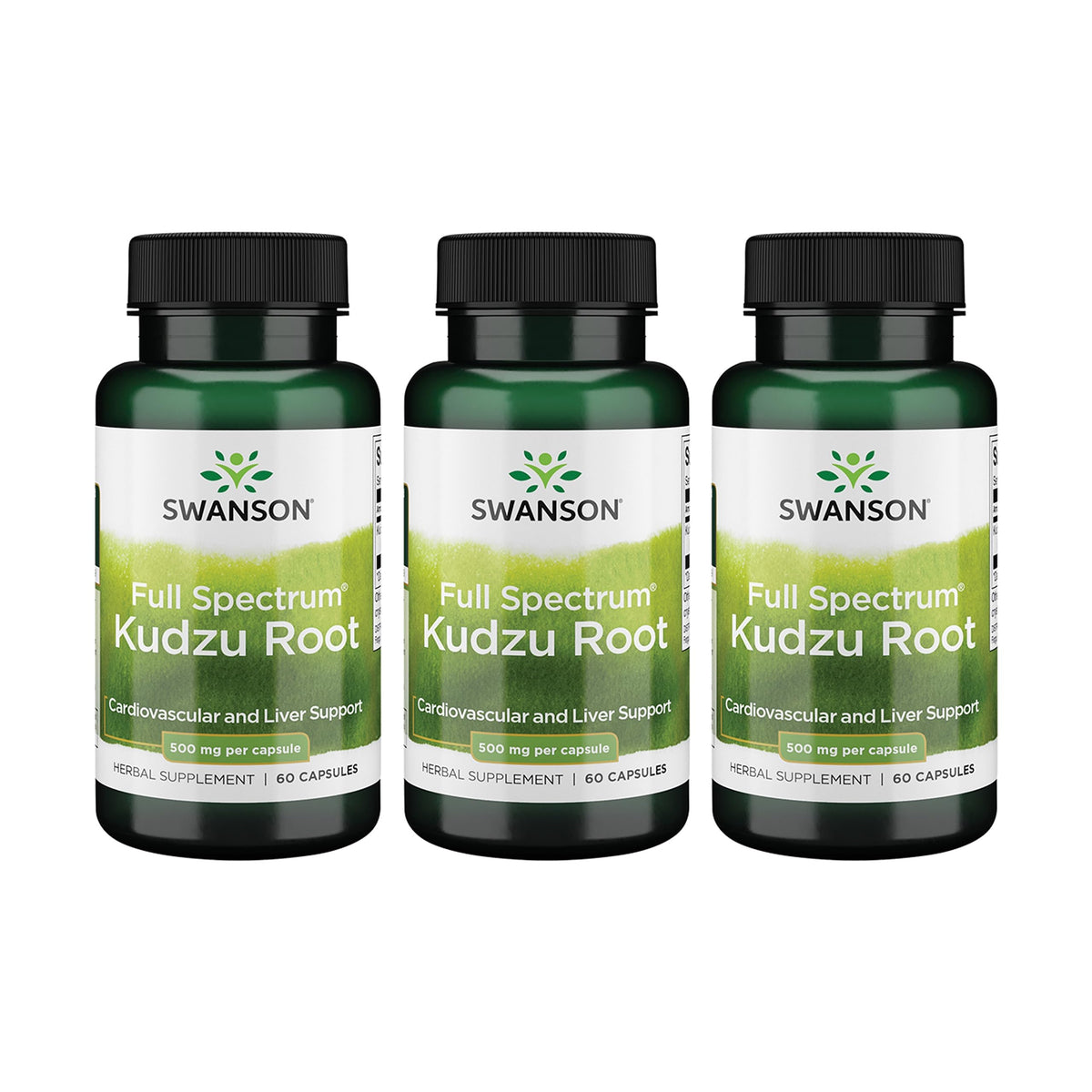 Swanson Kudzu Full Spectrum bottle with capsules for heart and liver support