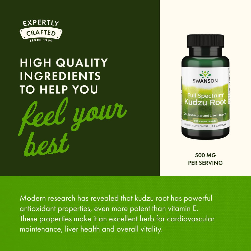 Swanson Kudzu manufacturing label confirming GMP and third-party testing
