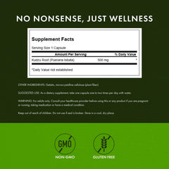 Swanson Kudzu Full Spectrum label close-up indicating purity and testing