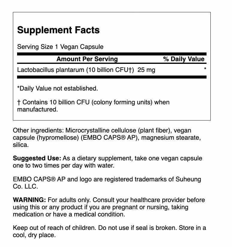 Swanson L. Plantarum capsules close-up highlighting vegan probiotic capsules.