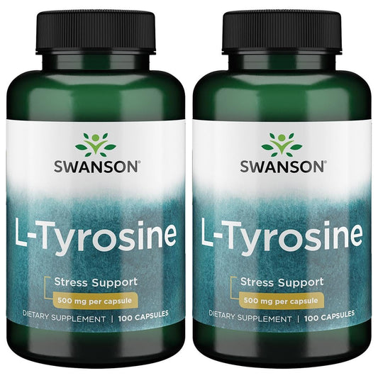 Swanson L-Tyrosine bottle with capsules supports focus and cognitive wellness