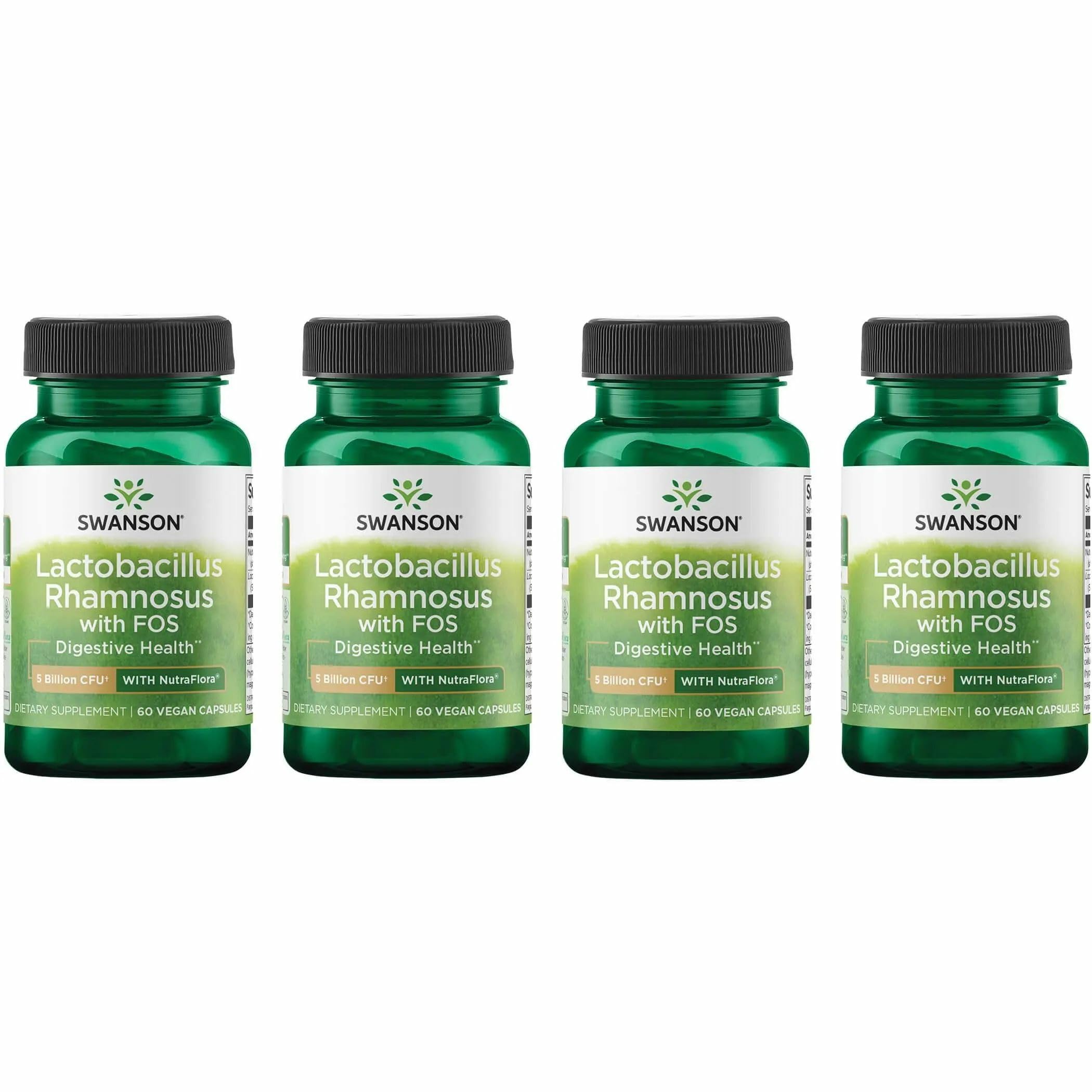 Swanson Lactobacillus Rhamnosus with FOS bottle highlighting probiotic formula for digestive support