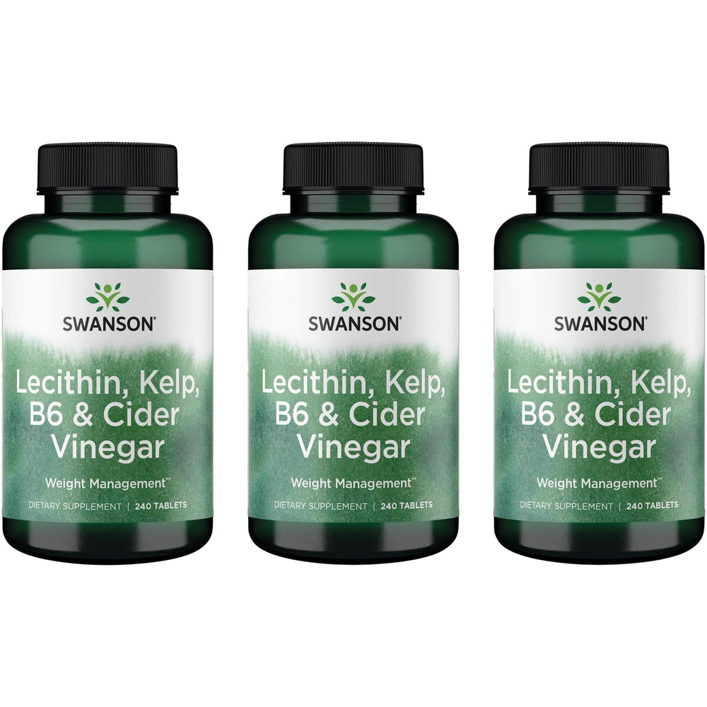 Swanson Lecithin Kelp B-6 and Cider Vinegar bottle for stimulant-free weight support