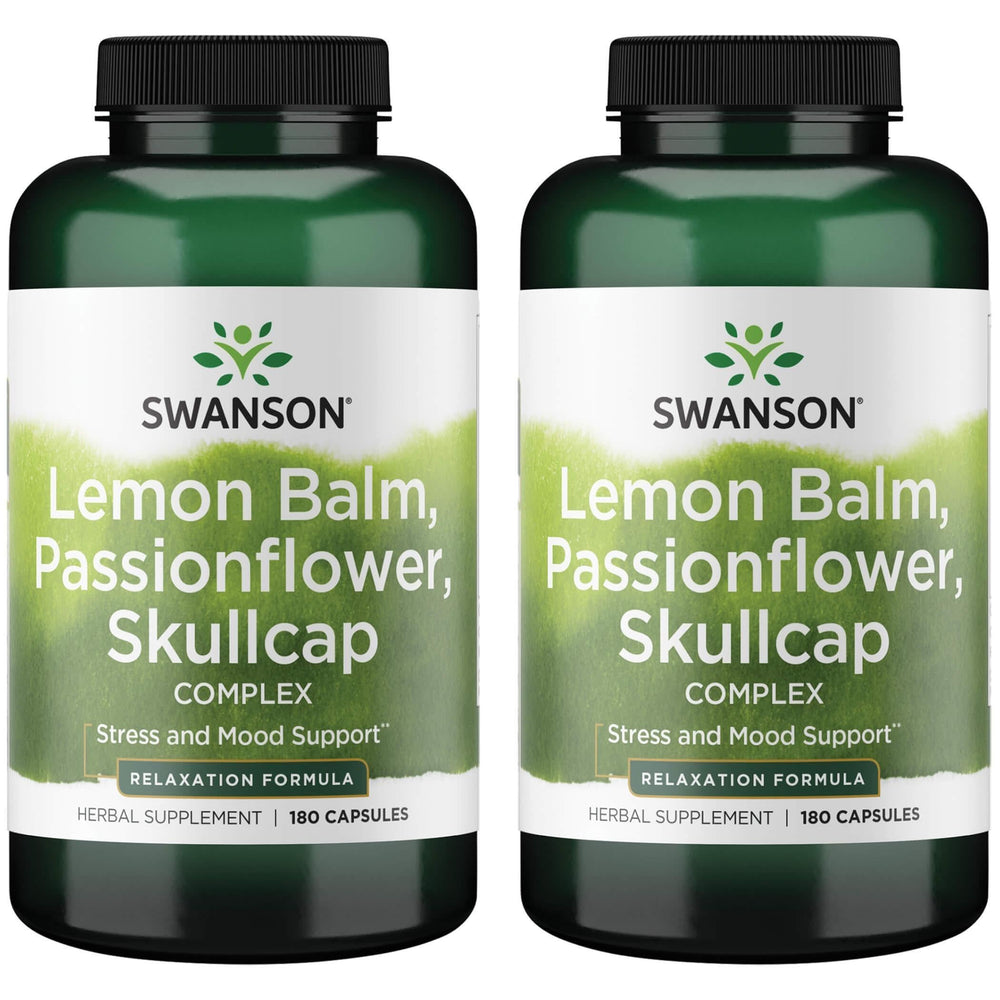 Swanson Lemon Balm Passion Flower Skullcap Complex bottle for calming support during evening routines