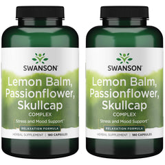 Swanson Lemon Balm Passion Flower Skullcap Complex bottle for calming support during evening routines