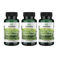 Swanson Lion's Mane bottle front promoting daily focus and clarity.