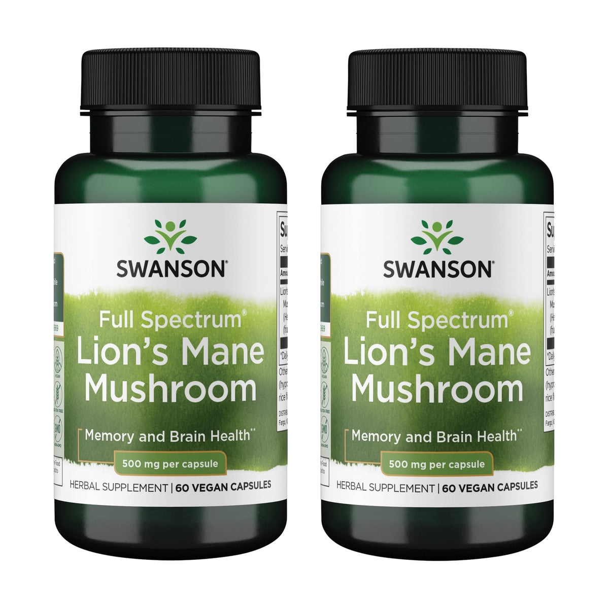 Swanson Lion's Mane full-spectrum bottle for focus support and mental clarity.