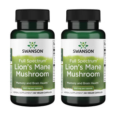 Swanson Lion's Mane full-spectrum bottle for focus support and mental clarity.