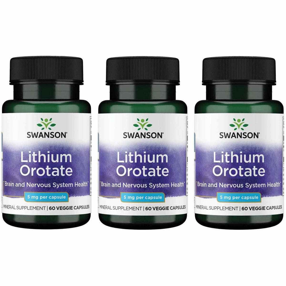 Swanson Lithium Orotate bottle front showing product for daily mood support.
