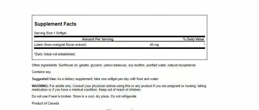 Closeup of Swanson Lutein softgel highlighting antioxidant benefits.