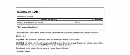 Closeup of Swanson Lutein softgel highlighting antioxidant benefits.