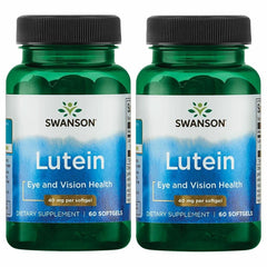 Swanson Lutein softgels bottle close-up highlighting 40 mg support for eye health
