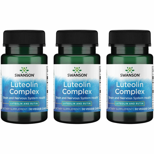 Swanson Luteolin Complex bottle front, supporting brain health and focus.