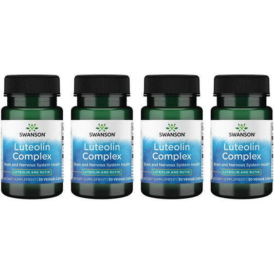 Swanson Luteolin Complex bottle highlighting the brain support blend and natural formulation