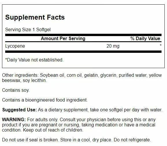 Swanson Lycopene softgels close-up highlighting daily wellness potential