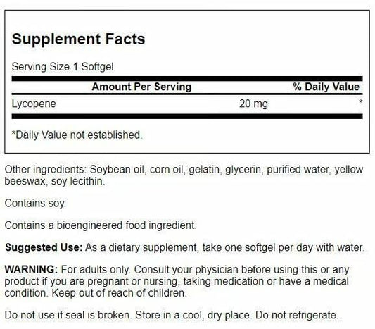 Swanson Lycopene softgels close-up highlighting daily wellness potential