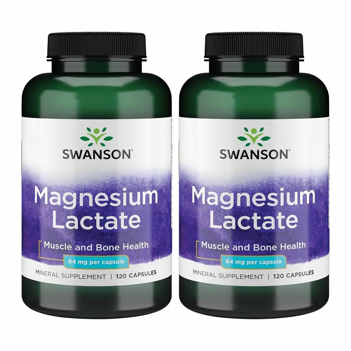 Swanson Magnesium Lactate bottle front showing packaging and clarity for daily use