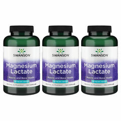 Swanson Magnesium Lactate bottle shows 84 mg magnesium per capsule for daily support.