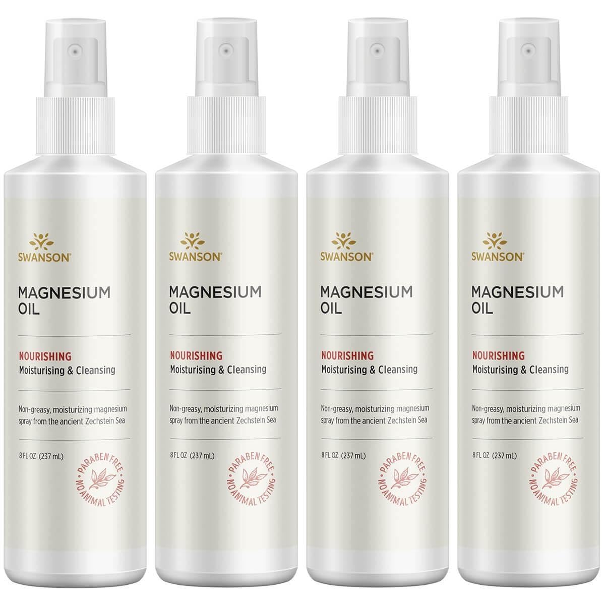 Swanson Magnesium Oil Spray Zechstein bottle for quick-absorbing skin application and cooling relief.