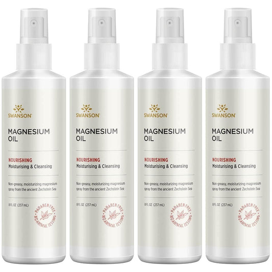 Swanson Magnesium Oil Spray Zechstein bottle for quick-absorbing skin application and cooling relief.