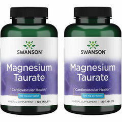 Swanson Magnesium Taurate bottle front showing trusted mineral supplement branding.