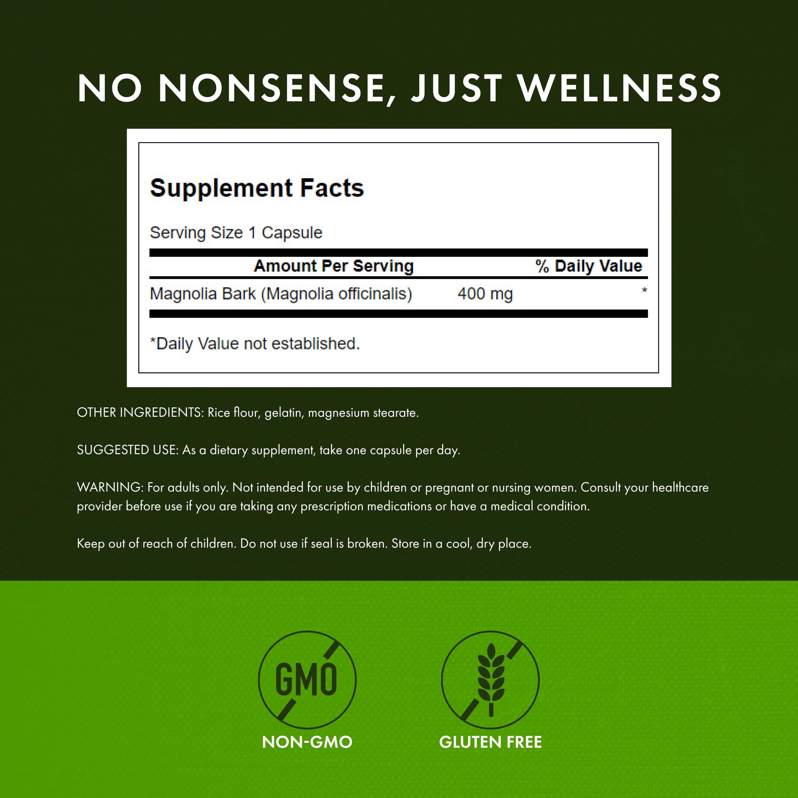 Swanson Magnolia Bark capsule close-up highlighting easy ingestion and nervous system support.