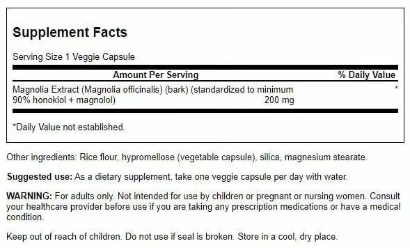 Swanson Magnolia Bark capsules close-up for nervous system support.