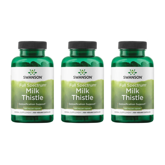 Swanson Milk Thistle bottle closeup showing 500 mg per serving for liver support
