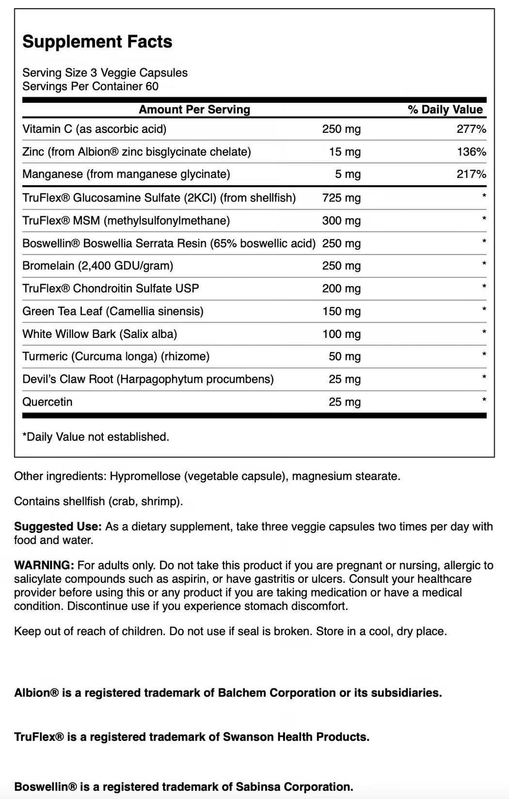 Close-up of Swanson Mobility Essentials capsules promoting flexibility and cartilage health