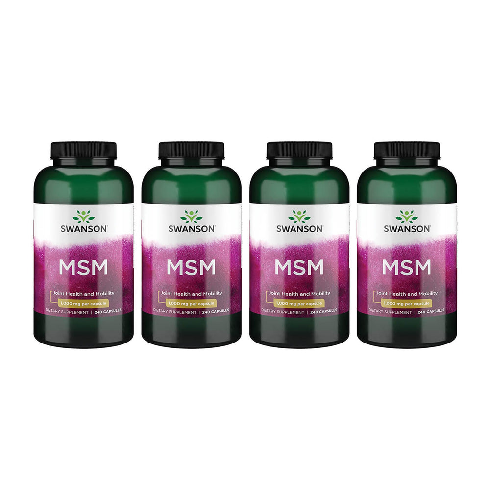 Swanson MSM 240-capsules bottle close-up for joint mobility support.