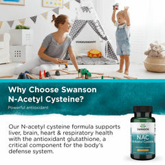 Swanson NAC bottle with label and quality marks communicates purity.