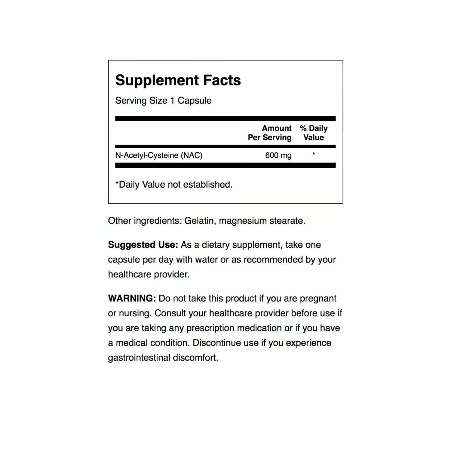Swanson NAC capsules close-up highlights easy-to-take daily supplement.
