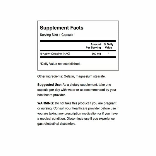 Swanson NAC capsules close-up highlights easy-to-take daily supplement.