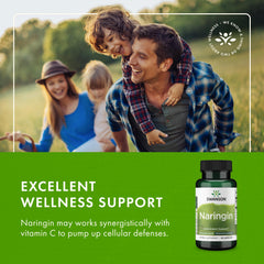 Swanson Naringin 500 mg bottle pour with capsules ready to take