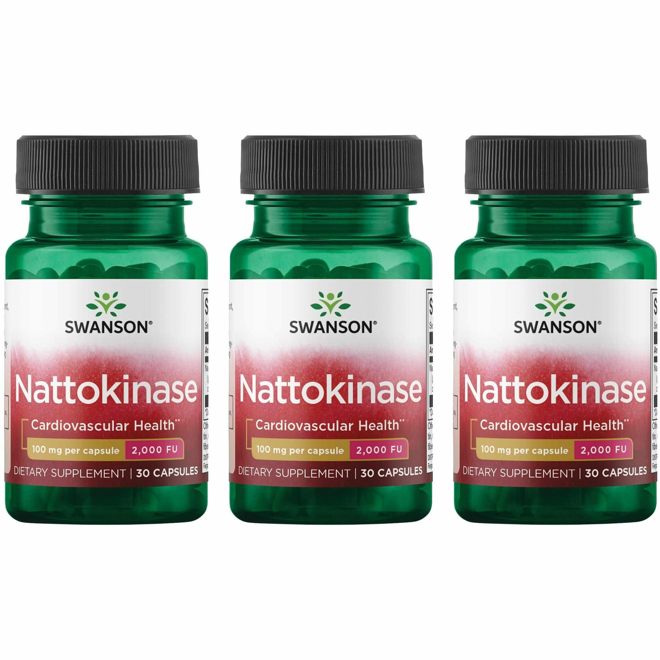 Swanson nattokinase bottle front with easy-to-use capsules for daily self-care.