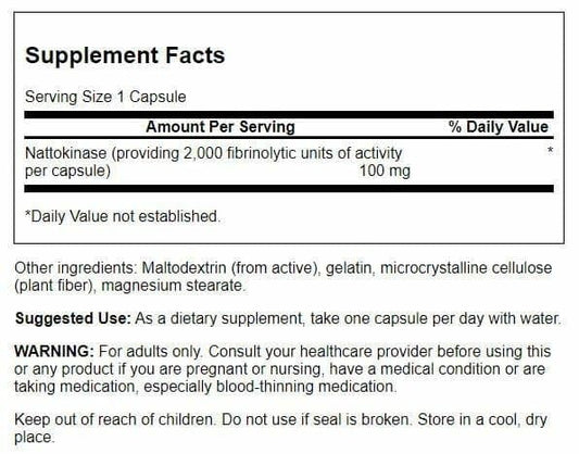 Swanson nattokinase capsules close-up highlighting convenient daily supplement.