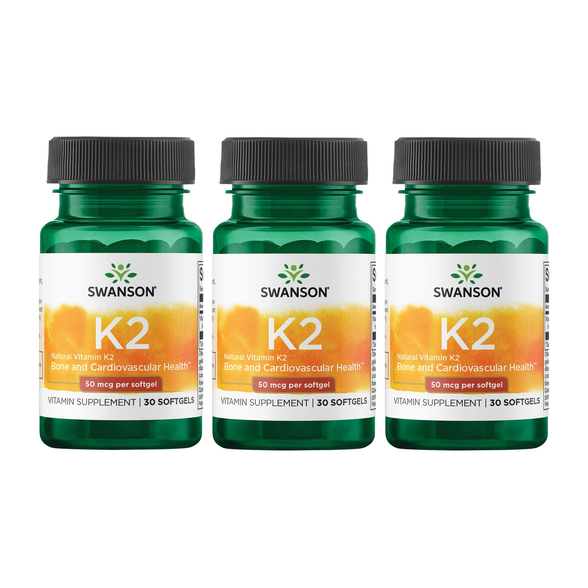 Swanson Natural Vitamin K2 MK-7 bottle front view for daily supplement routine.
