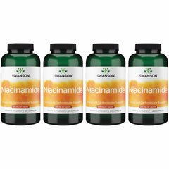 Swanson Niacinamide bottle label with 250 mg capsules for energy metabolism and heart health.