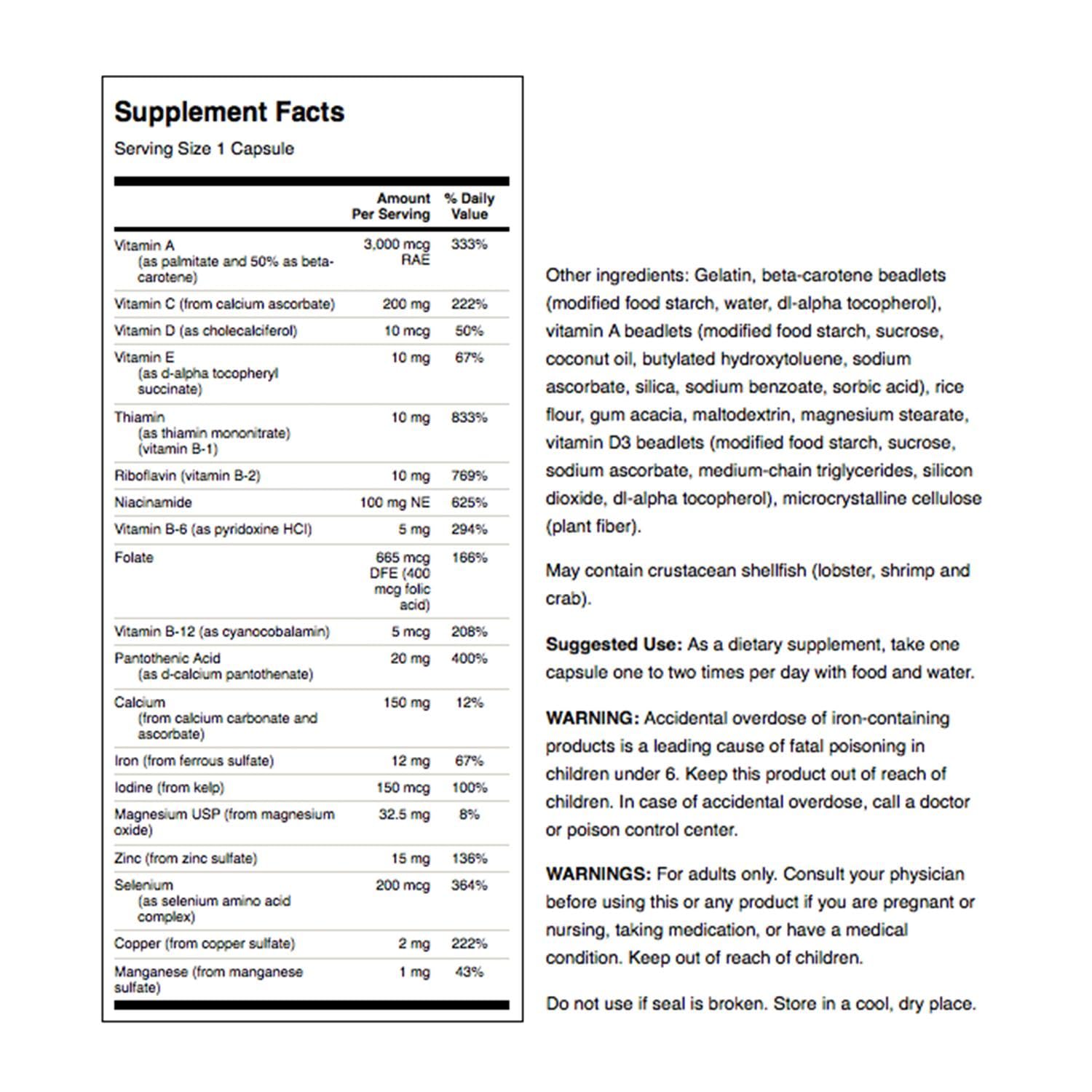Swanson nutrition facts panel displays clear ingredient information.