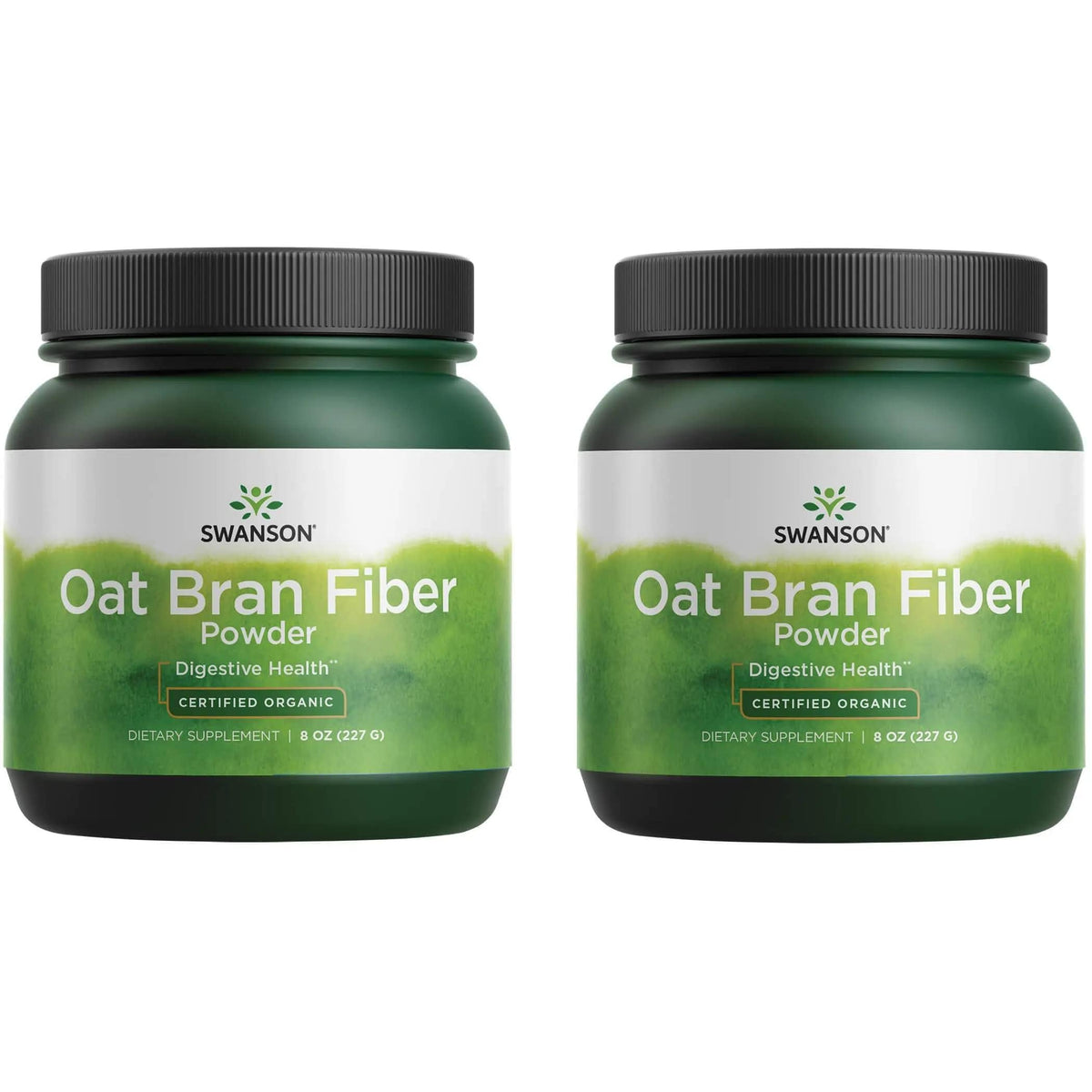 Swanson Oat Bran Fiber Powder 2-pack box supports digestive regularity with organic vegetarian fiber