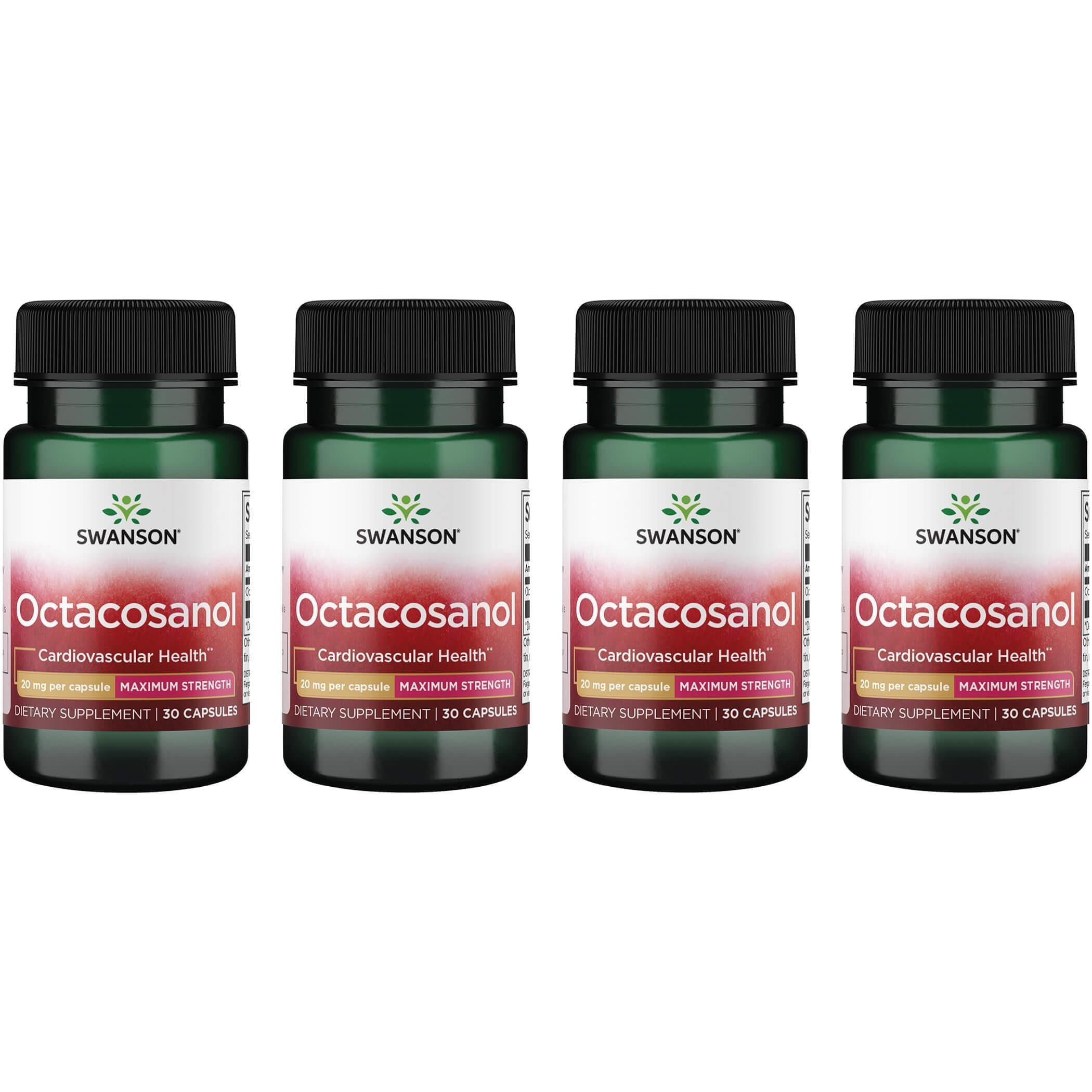 Swanson Octacosanol 20 mg bottle with capsules for daily cardiovascular wellness.