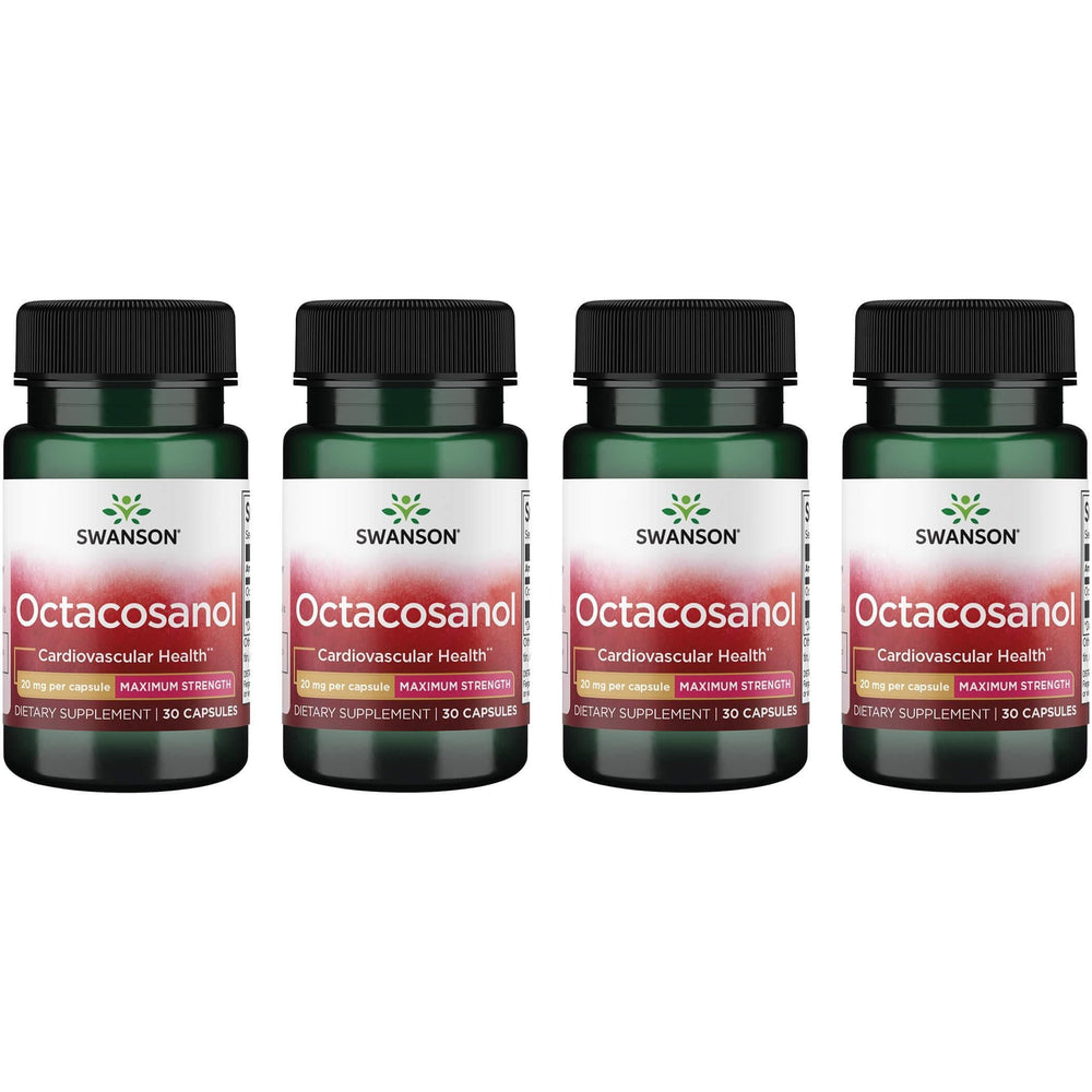 Swanson Octacosanol 20 mg bottle with capsules for daily cardiovascular wellness.