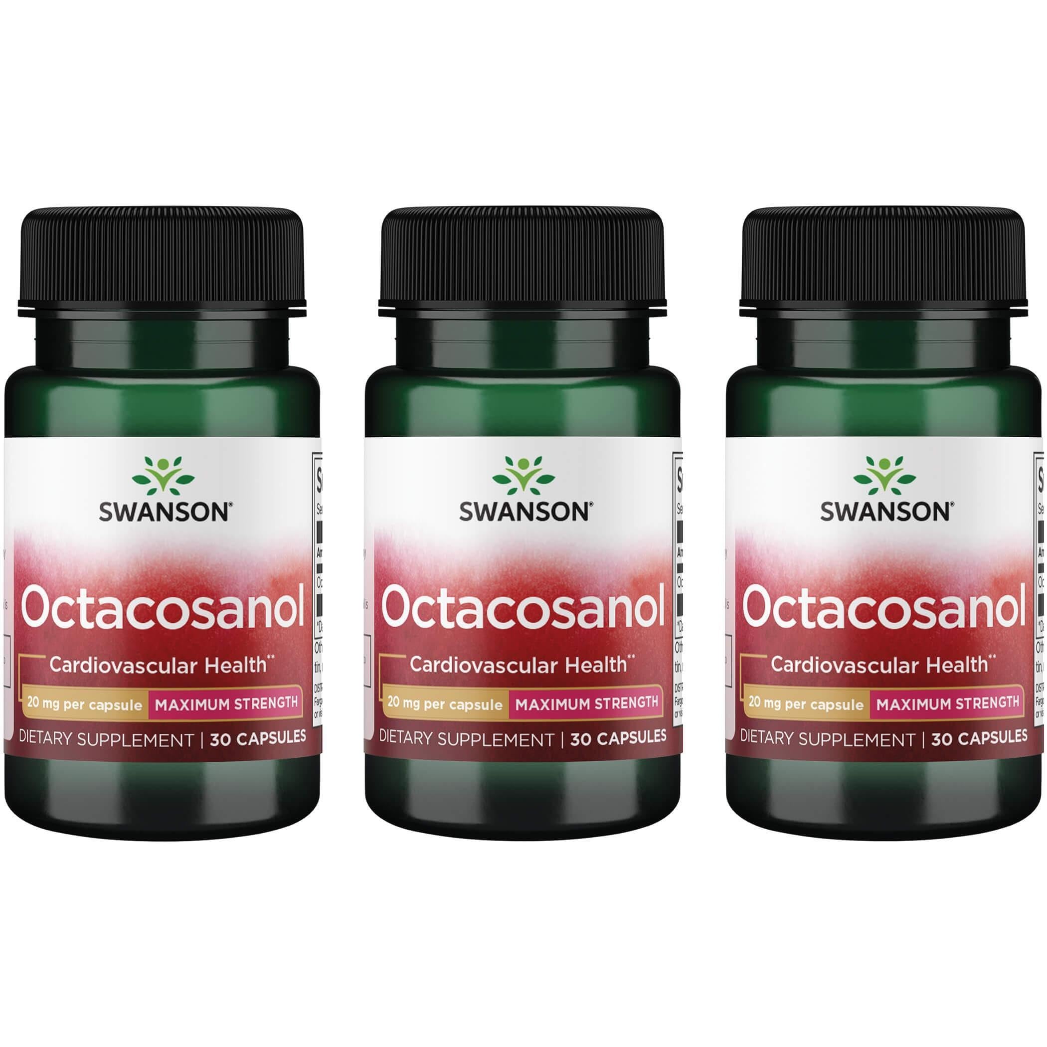 Swanson Octacosanol bottle with 30 capsules for cardiovascular support and cholesterol metabolism